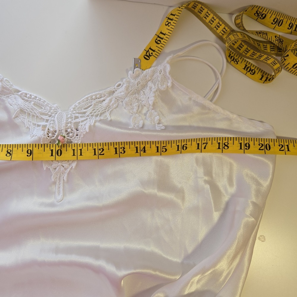 California Dynasty Vtg Satin Nightgown Size L Silky Gown‎ White Bridal Lingerie - Picture 8 of 10